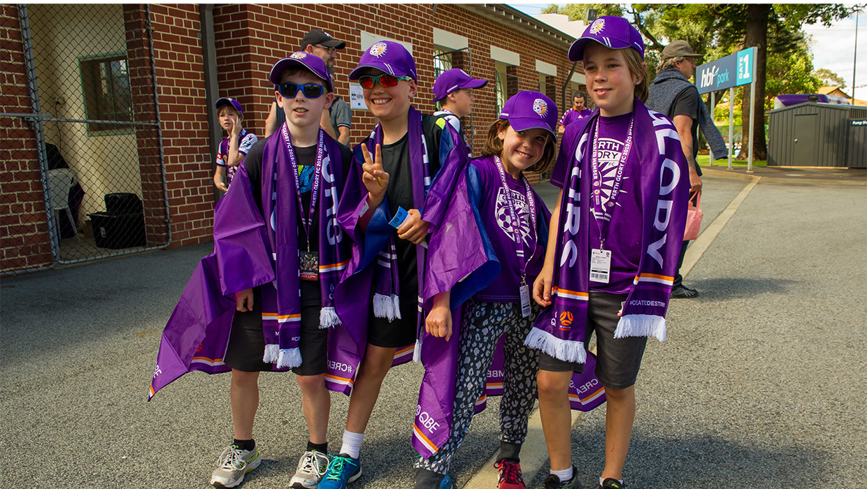 Glory v Mariners - VIP - group of kids in purple